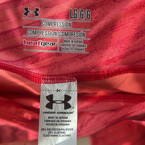 Under Armour Womens UA Heat Gear Compression Leggings Cropped Pink Size L 46 - Picture 5 of 5